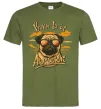 Мужская футболка Mops born to be awesome Оливковый фото