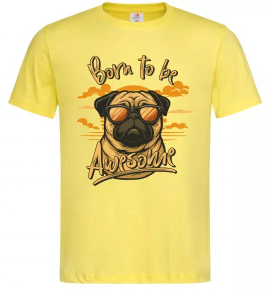 Мужская футболка Mops born to be awesome Лимонный фото