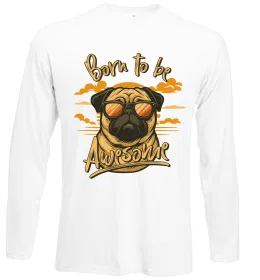 Лонгслив Mops born to be awesome Белый фото