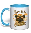 Чашка с цветной ручкой Mops born to be awesome Голубой Чашка с цветной ручкой Mops born to be awesome Голубой фото