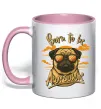 Чашка с цветной ручкой Mops born to be awesome Нежно розовый Чашка с цветной ручкой Mops born to be awesome Нежно розовый фото