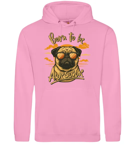 Мужская толстовка (худи) Mops born to be awesome Розовый фото