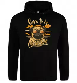 Женская толстовка (худи) Mops born to be awesome Черный фото