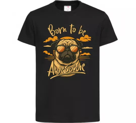 Детская футболка Mops born to be awesome Черный фото