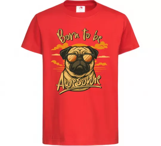 Детская футболка Mops born to be awesome Красный фото