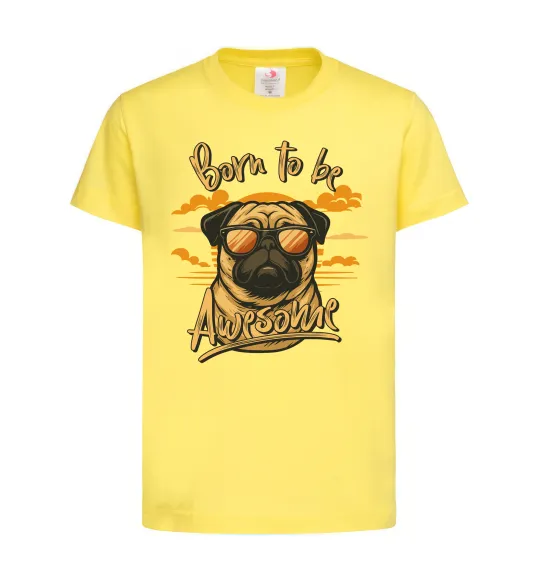Детская футболка Mops born to be awesome Лимонный фото
