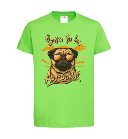 Детская футболка Mops born to be awesome Лаймовый фото