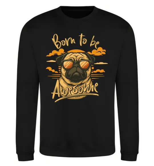 Свитшот Mops born to be awesome Черный фото