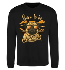Світшот Mops born to be awesome Чорний фото