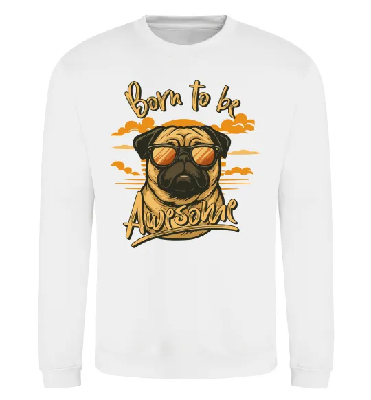 Свитшот Mops born to be awesome Белый фото