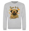 Свитшот Mops born to be awesome Серый меланж фото
