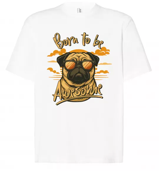 Футболка Оверсайз Mops born to be awesome Білий фото