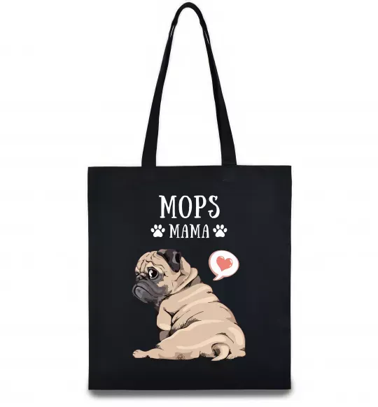 Еко-сумка Mops mama Чорний фото