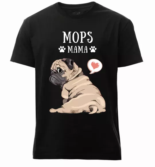 Мужская премиум футболка Mops mama Черный фото