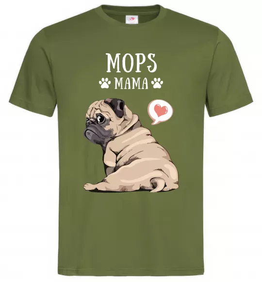 Мужская футболка Mops mama Оливковый фото