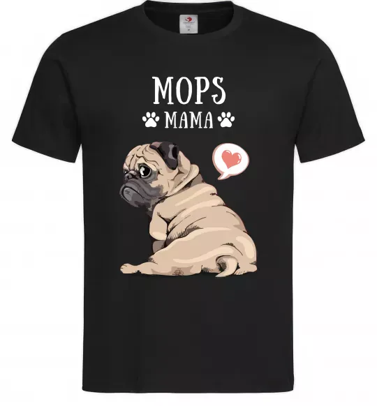 Мужская футболка Mops mama Черный фото