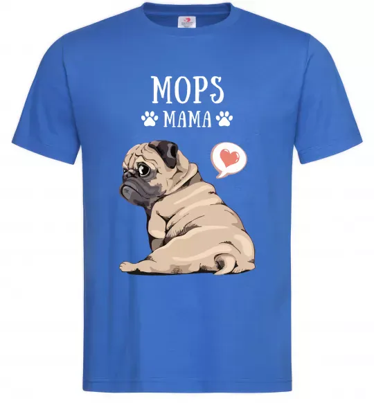 Мужская футболка Mops mama Ярко-синий фото