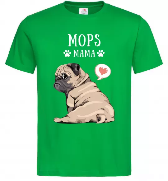 Мужская футболка Mops mama Зеленый фото