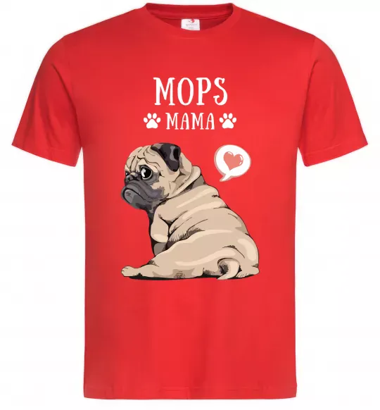 Мужская футболка Mops mama Красный фото