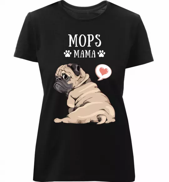 Жіноча преміум футболка Mops mama Чорний фото