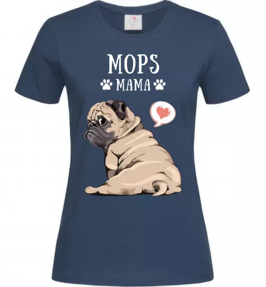 Жіноча футболка Mops mama Темно-синій фото