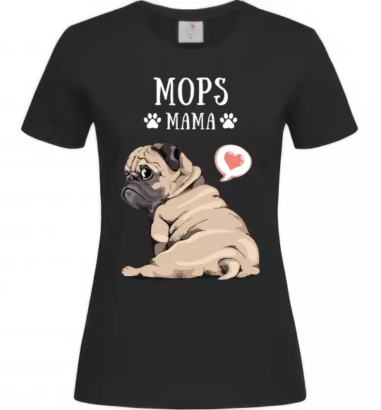 Жіноча футболка Mops mama Чорний фото