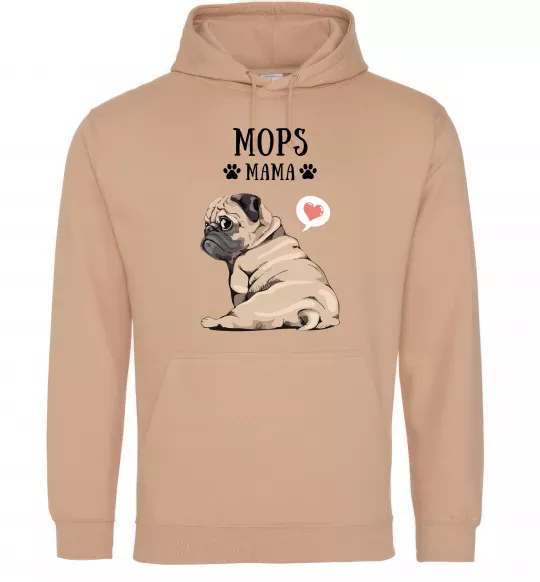Женская толстовка (худи) Mops mama Песочный фото