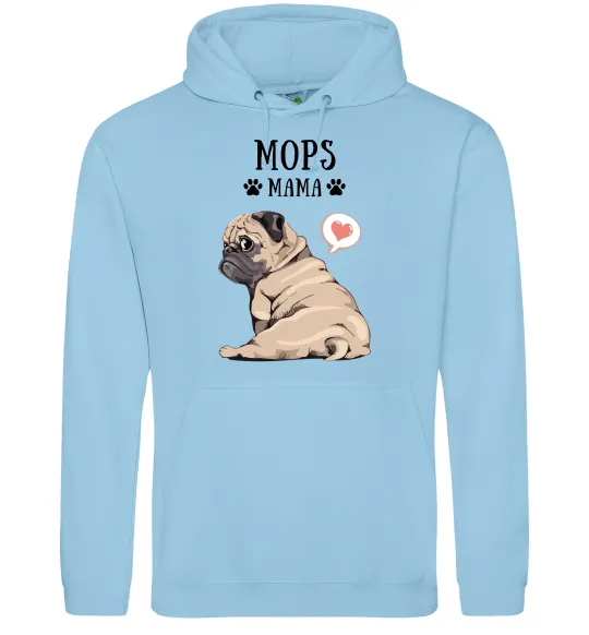 Женская толстовка (худи) Mops mama Голубой фото