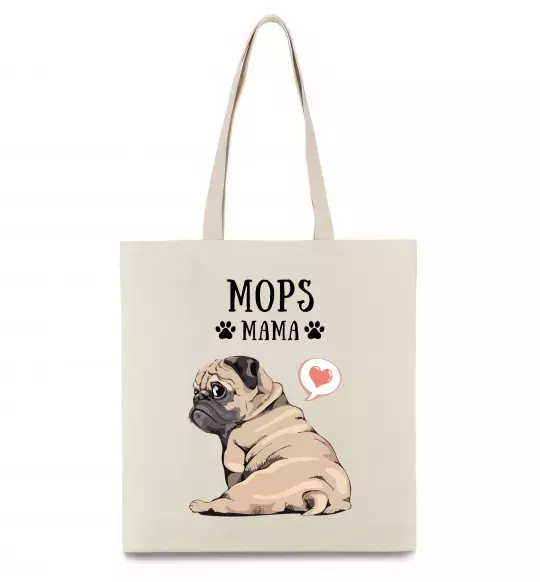 Еко-сумка Mops mama Бежевий фото
