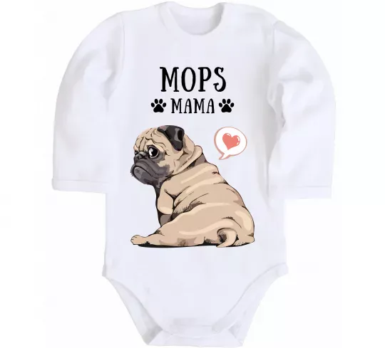 Дитячий бодік Mops mama Білий фото