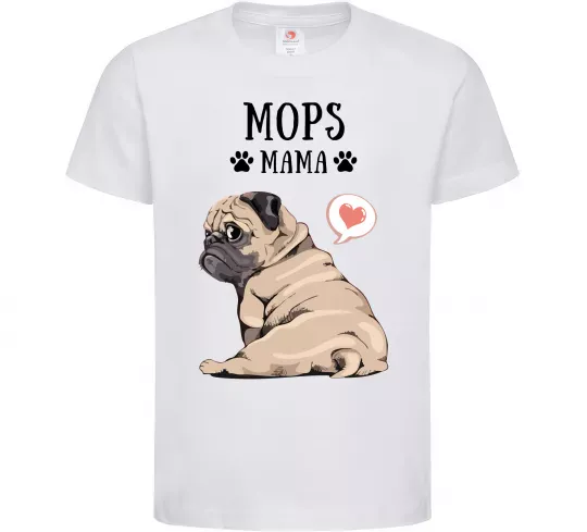 Дитяча футболка Mops mama Білий фото