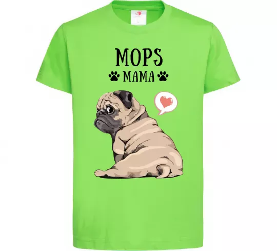 Дитяча футболка Mops mama Лаймовий фото