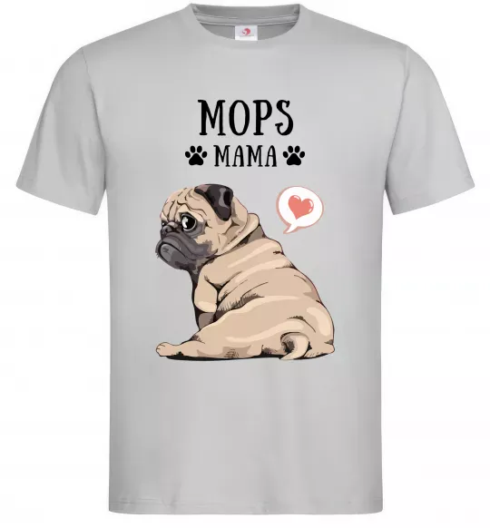 Мужская футболка Mops mama Серый фото