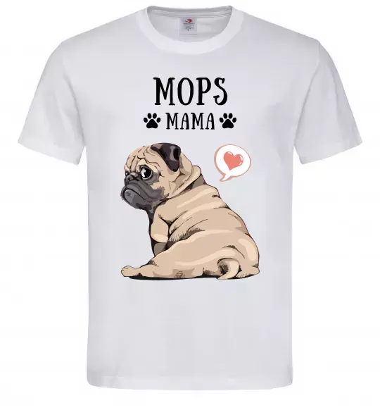 Мужская футболка Mops mama Белый фото