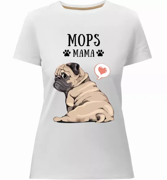 Жіноча преміум футболка Mops mama Білий фото