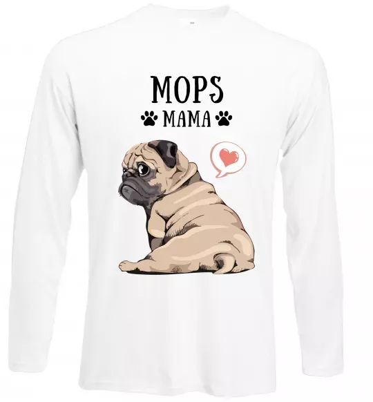 Лонгслив Mops mama Белый фото