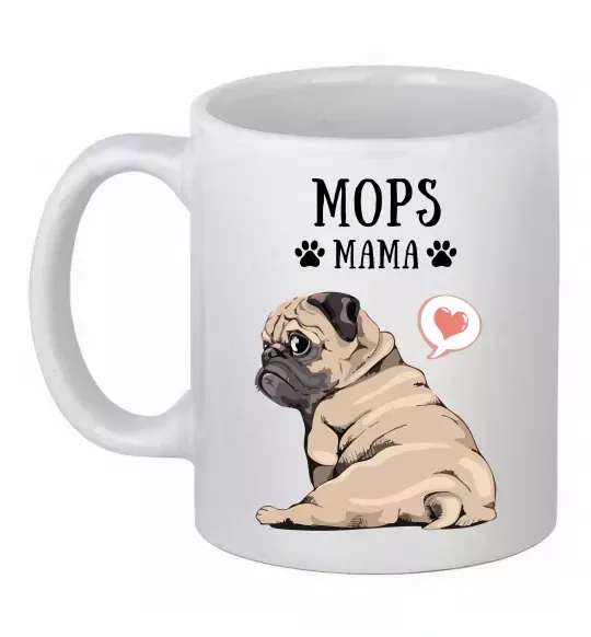 Чашка керамічна Mops mama Білий фото