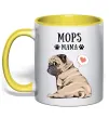Чашка с цветной ручкой Mops mama Солнечно желтый фото