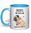 Чашка с цветной ручкой Mops mama Голубой фото