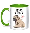 Чашка с цветной ручкой Mops mama Зеленый фото