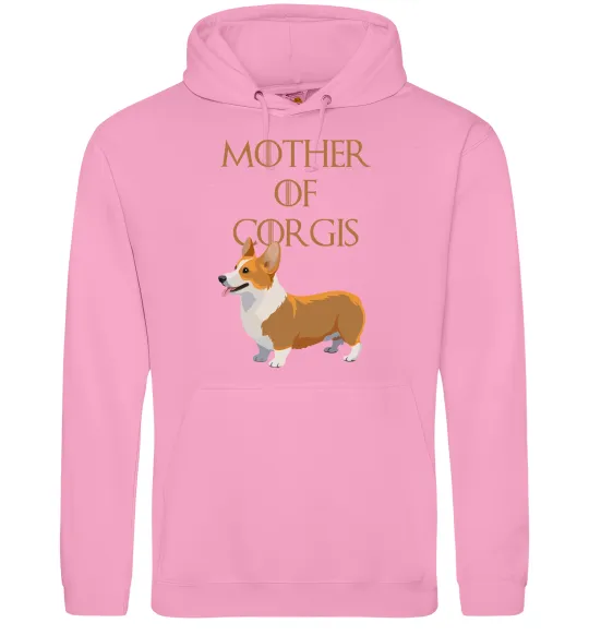 Мужская толстовка (худи) Mother of corgis Розовый фото
