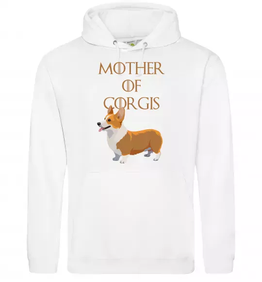 Чоловіча толстовка (худі) Mother of corgis Білий фото