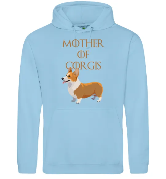 Мужская толстовка (худи) Mother of corgis Голубой фото