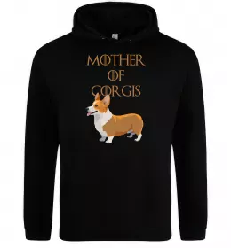 Женская толстовка (худи) Mother of corgis Черный фото