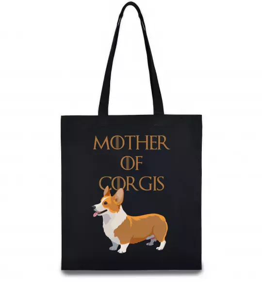 Еко-сумка Mother of corgis Чорний фото