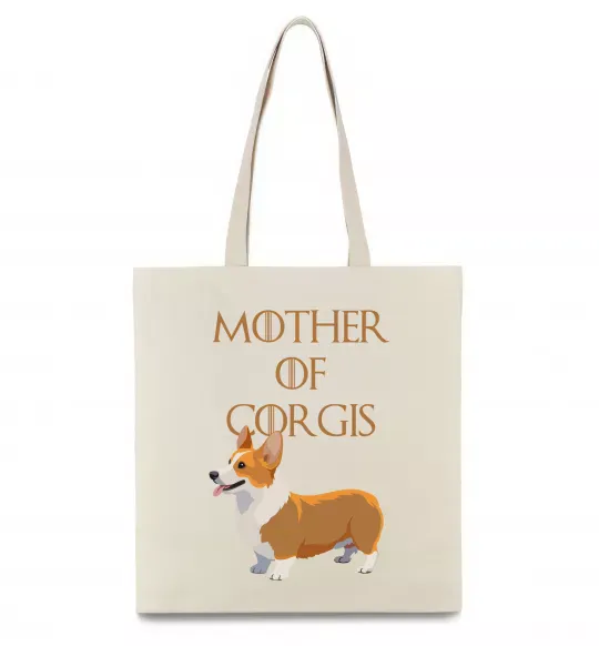Еко-сумка Mother of corgis Бежевий фото