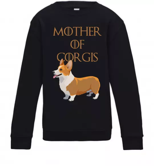 Детский Свитшот Mother of corgis Черный фото