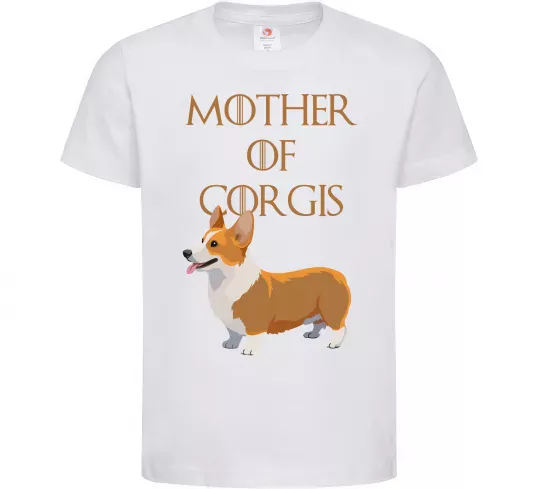Детская футболка Mother of corgis Белый фото