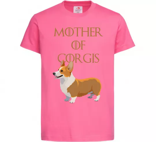 Детская футболка Mother of corgis Ярко-розовый фото