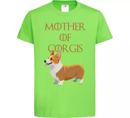Детская футболка Mother of corgis Лаймовый фото